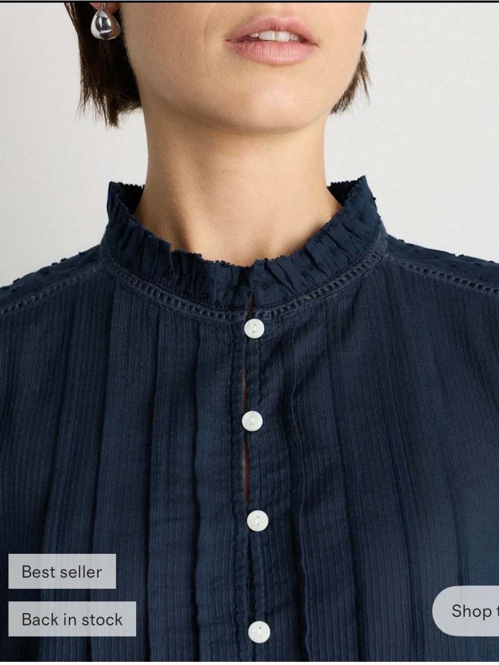 Quince Organic Textured Cotton Pleasant Blouse - Picture 3 of 8